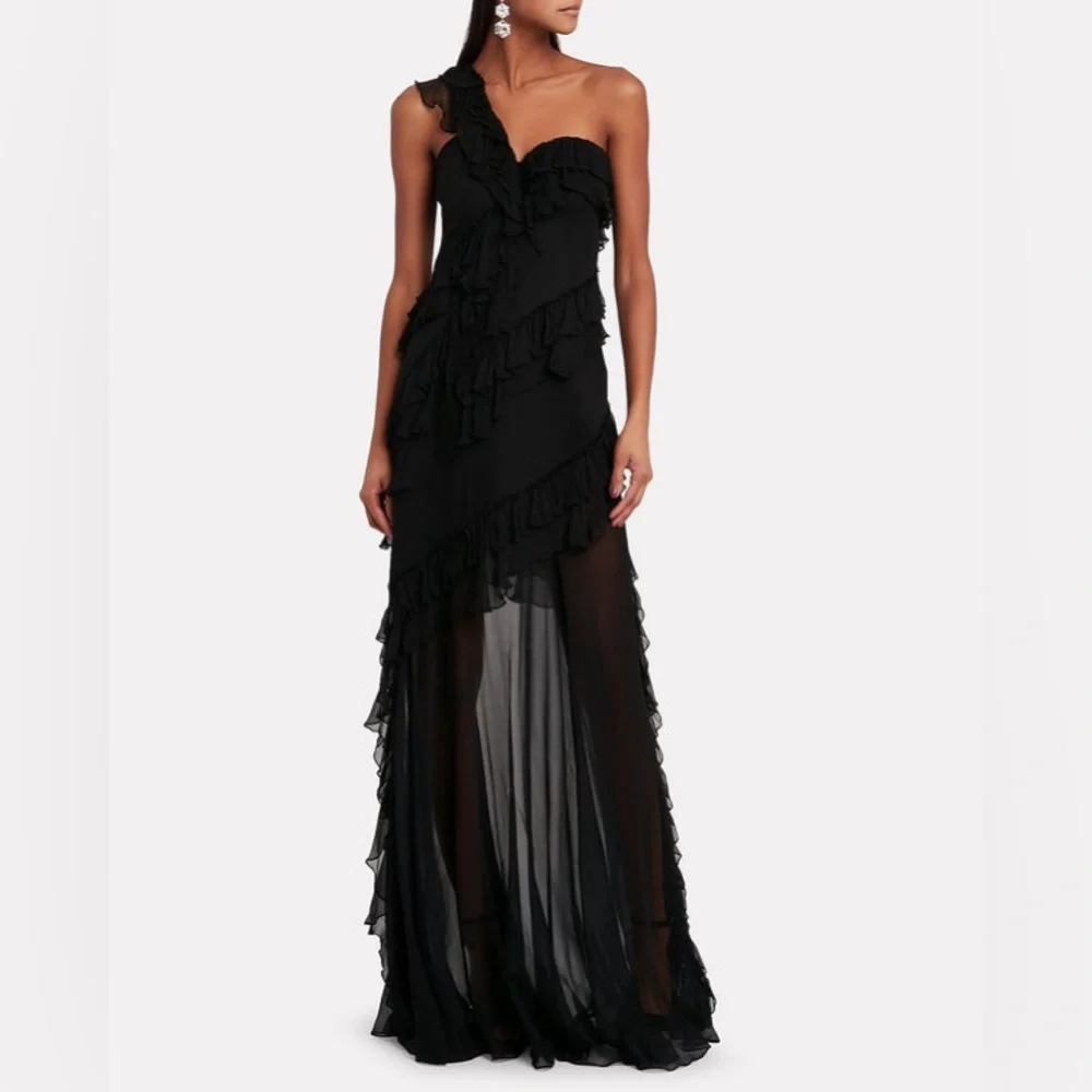 AMUR Harlow Black One-Shoulder Maxi Dress - Picture 7 of 16